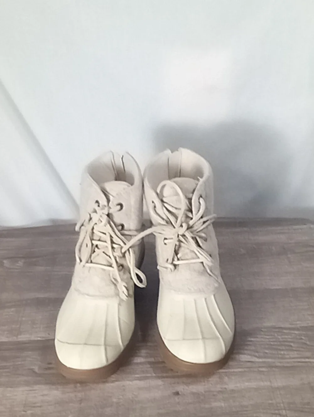 Sperry White Saltwater Wedge Tide Rubber Boots Size 7.5M